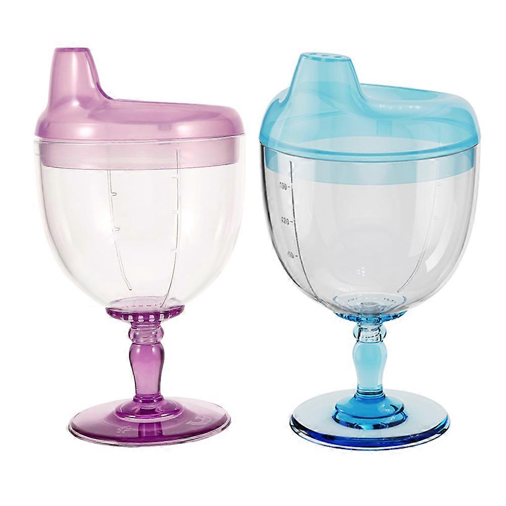Kids Cup Plastic Sippy Cup for Milk Drinking 2Pcs Transparent Color