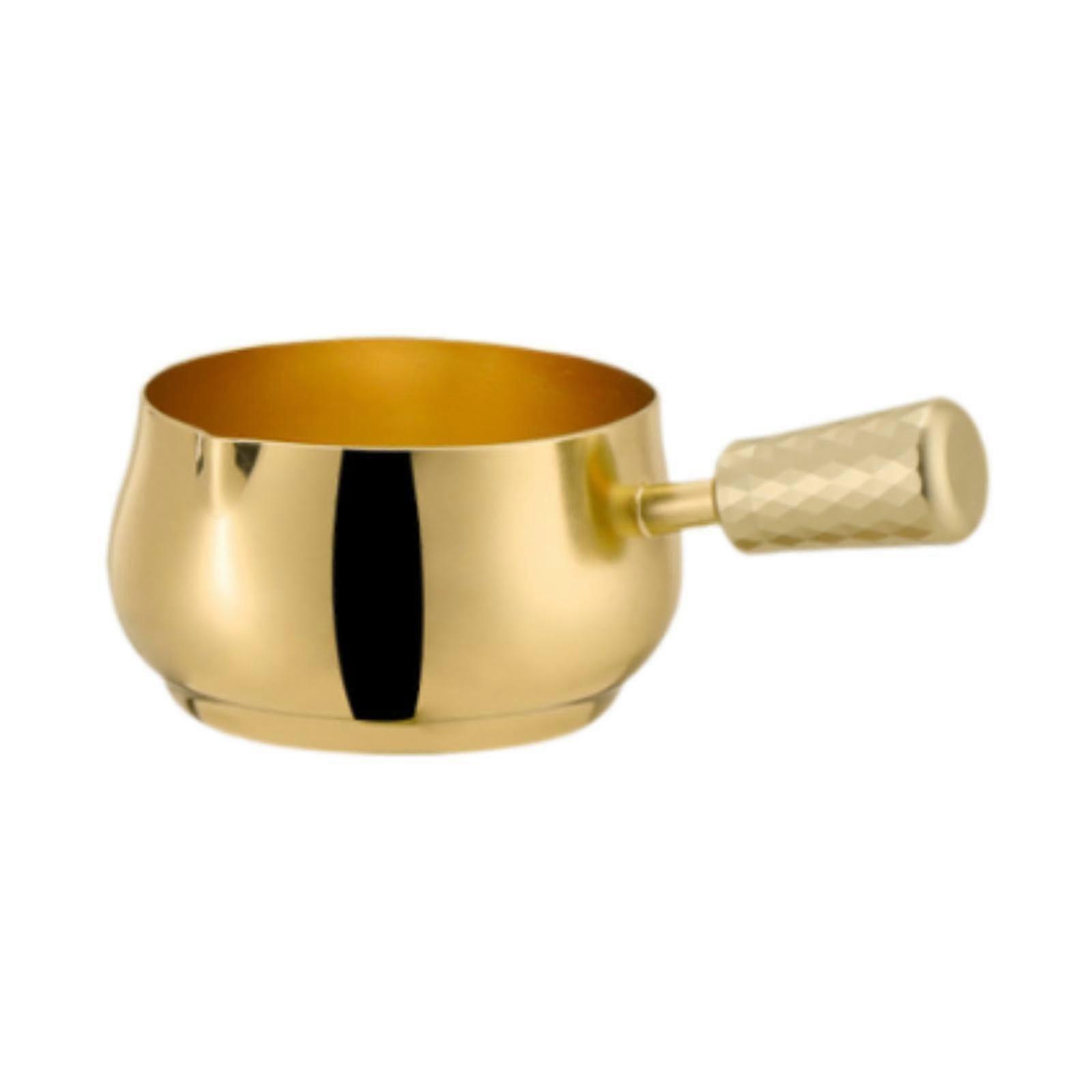 Stainless Steel Sauce Cup with Long Handle, Durable Stackable Mini Skillet Dipping Bowl Gold