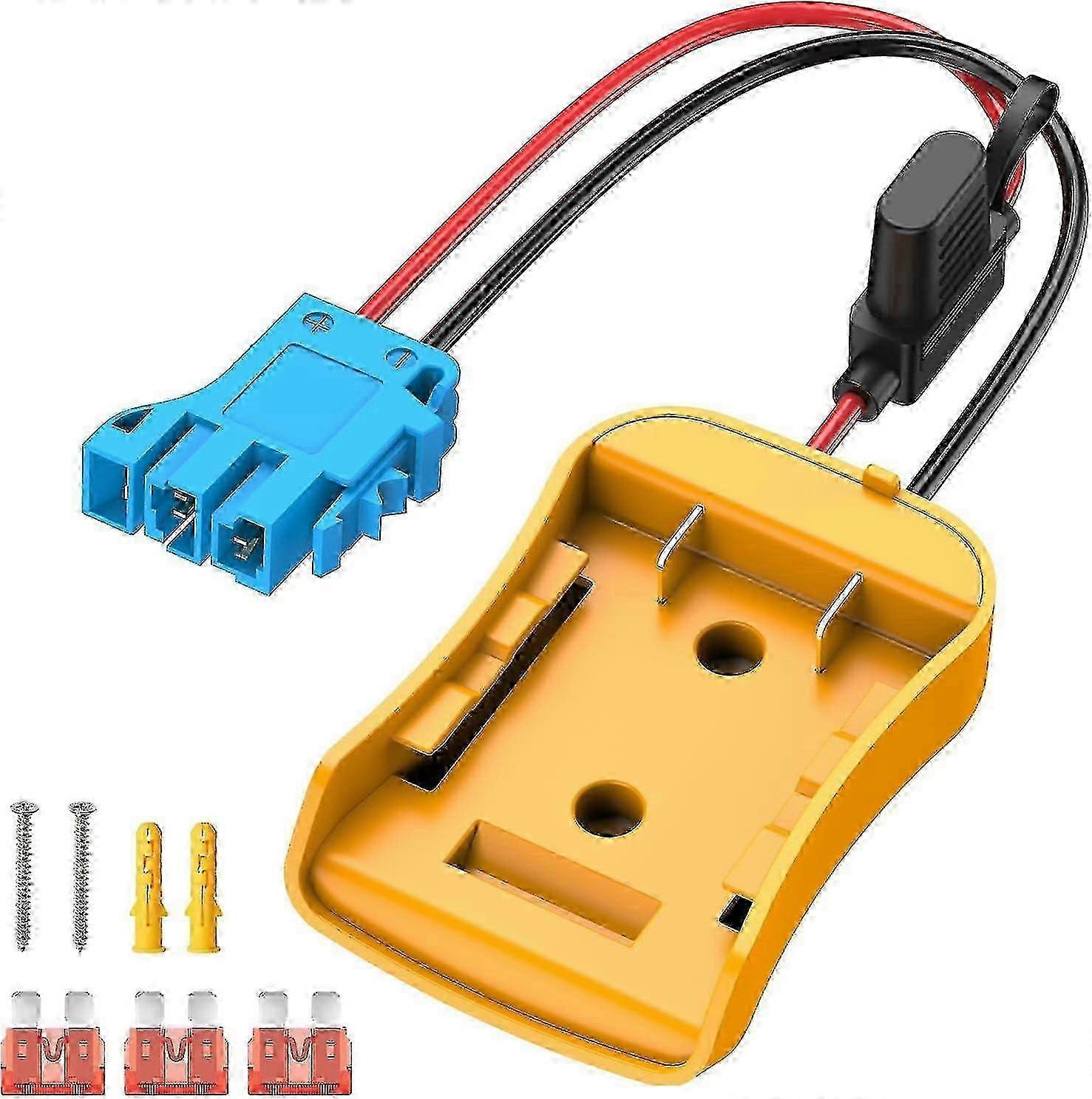 Battery adapter for Dewalt 20V to Power Wheels vehicle with wire harness connector