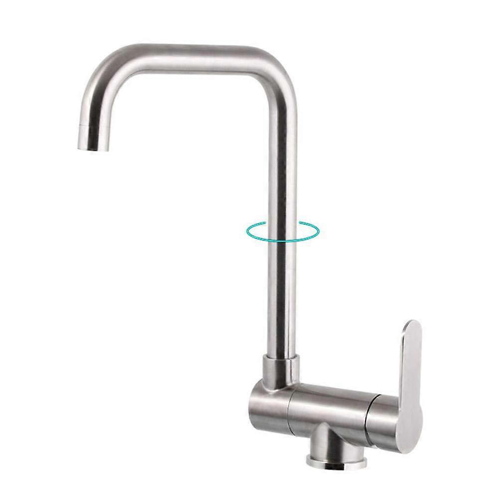 304 Stainless Steel Folding Kitchen Faucet Hot and Cold 360° Rotatable Under Window Design