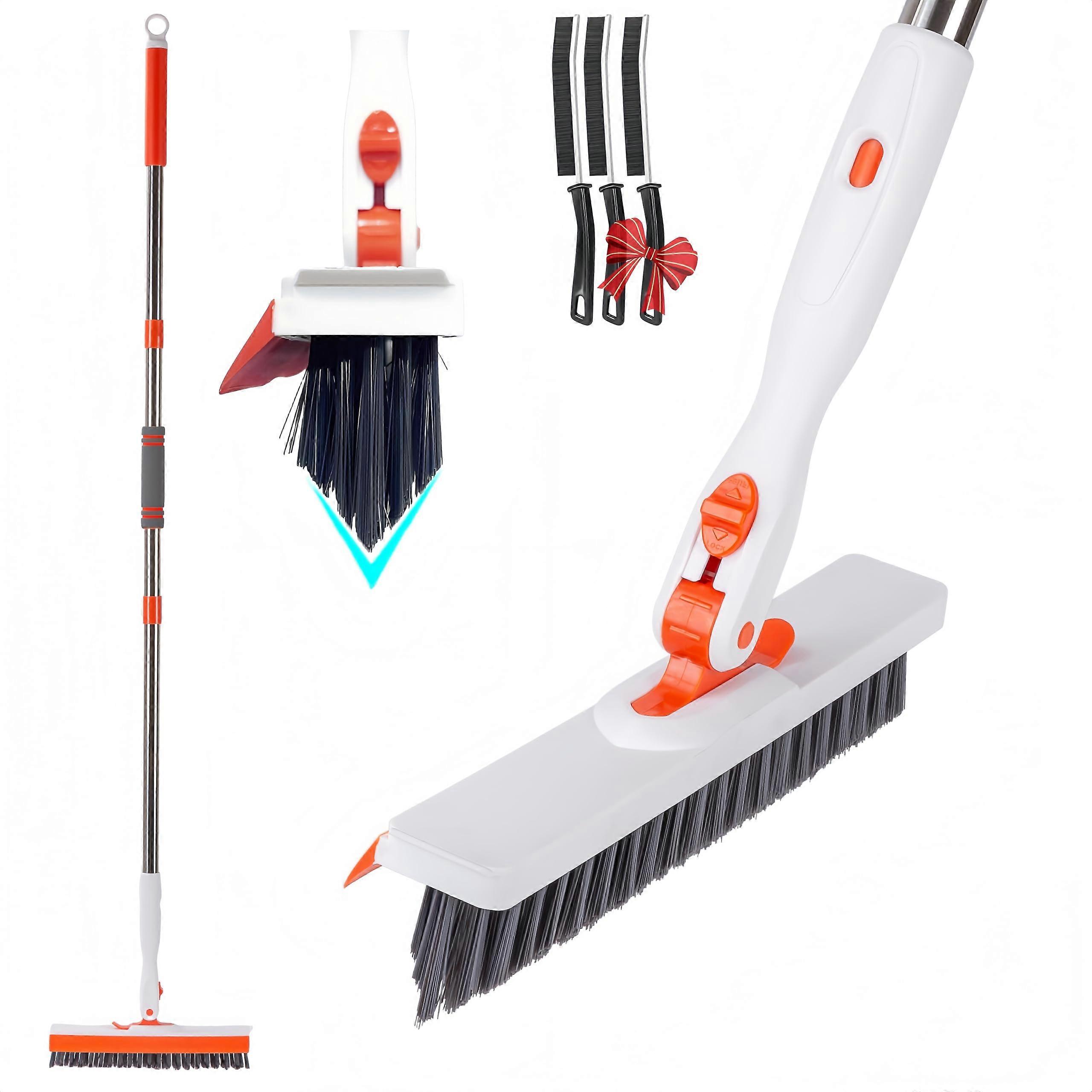 Grout Cleaning Brush with Long Handle 180° Swivel VShape Scrubber for Tile Shower Bathroom