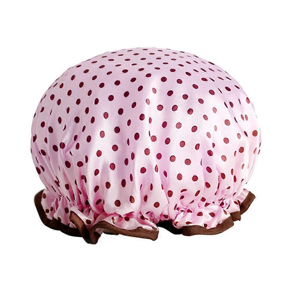 Waterproof Bath Caps Double-Layer Shower Caps for Bath 6Pcs in Pink Printed Design