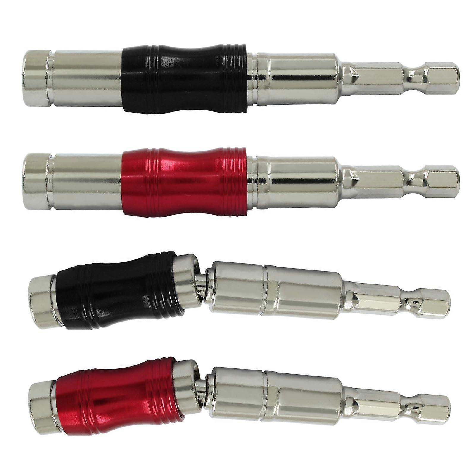 Magnetic Pivot Drill Bit Holder 1/4 Inch Flexible Quick Release Hex Shank for Tight Spaces 4 Pcs Black Silver Red Silver