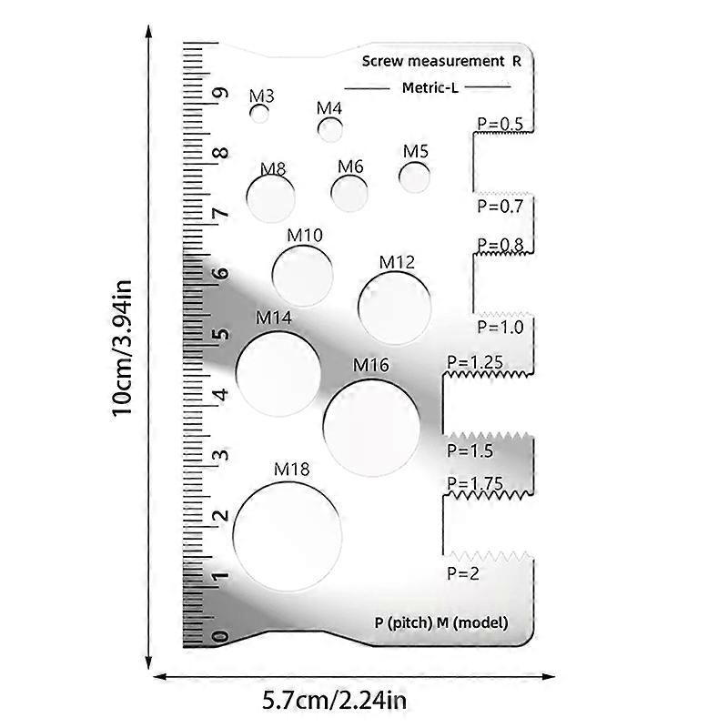 R��gle de pas de filetage polyvalente et peu encombrante, parfaite pour la mesure des boulons, des ��crous et des vis dans l'artisanat.