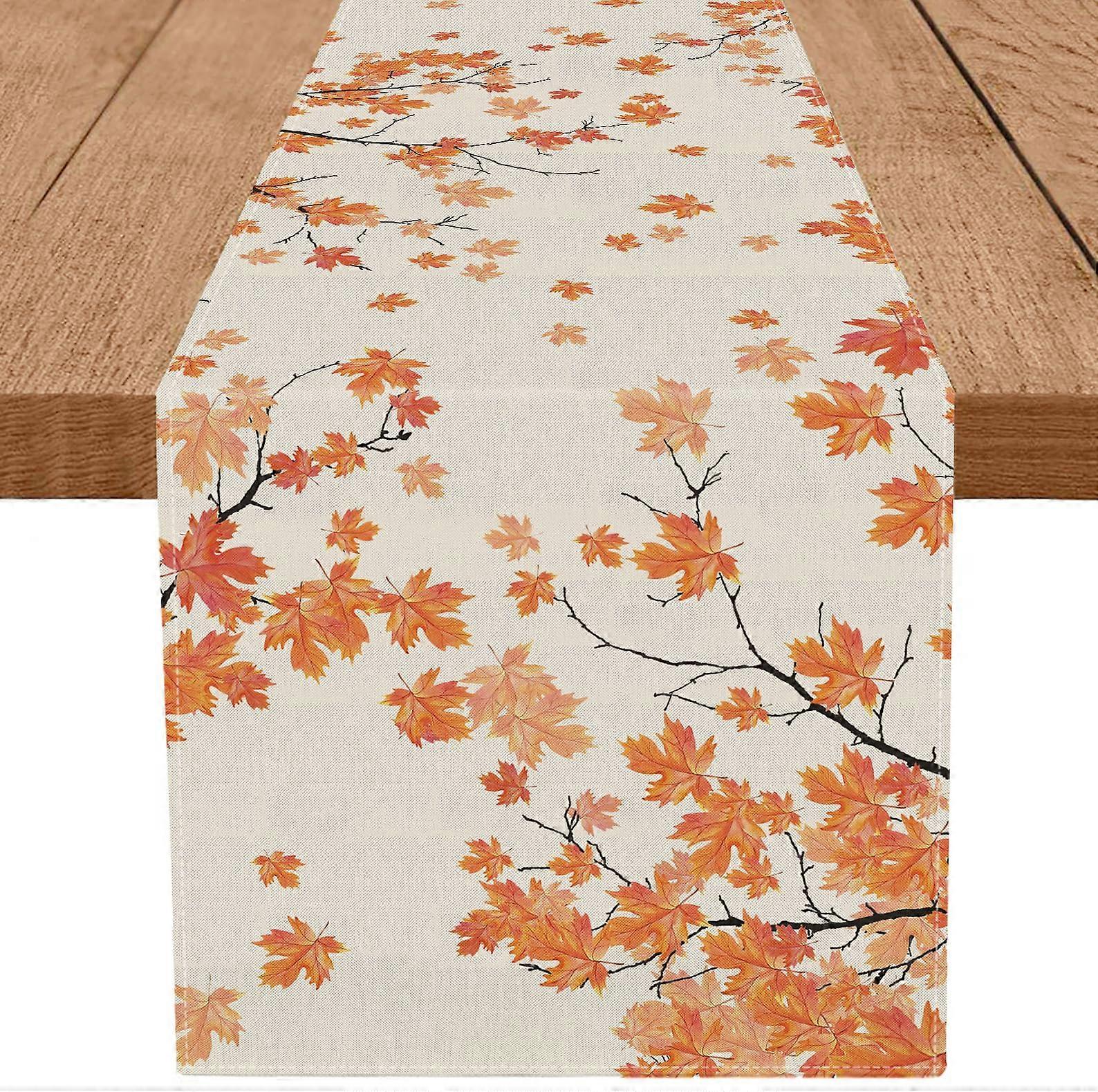 Fall Table Runner 13 x 72 Inch Maple Leaf Thanksgiving Decor FadeResistant Autumn Dining