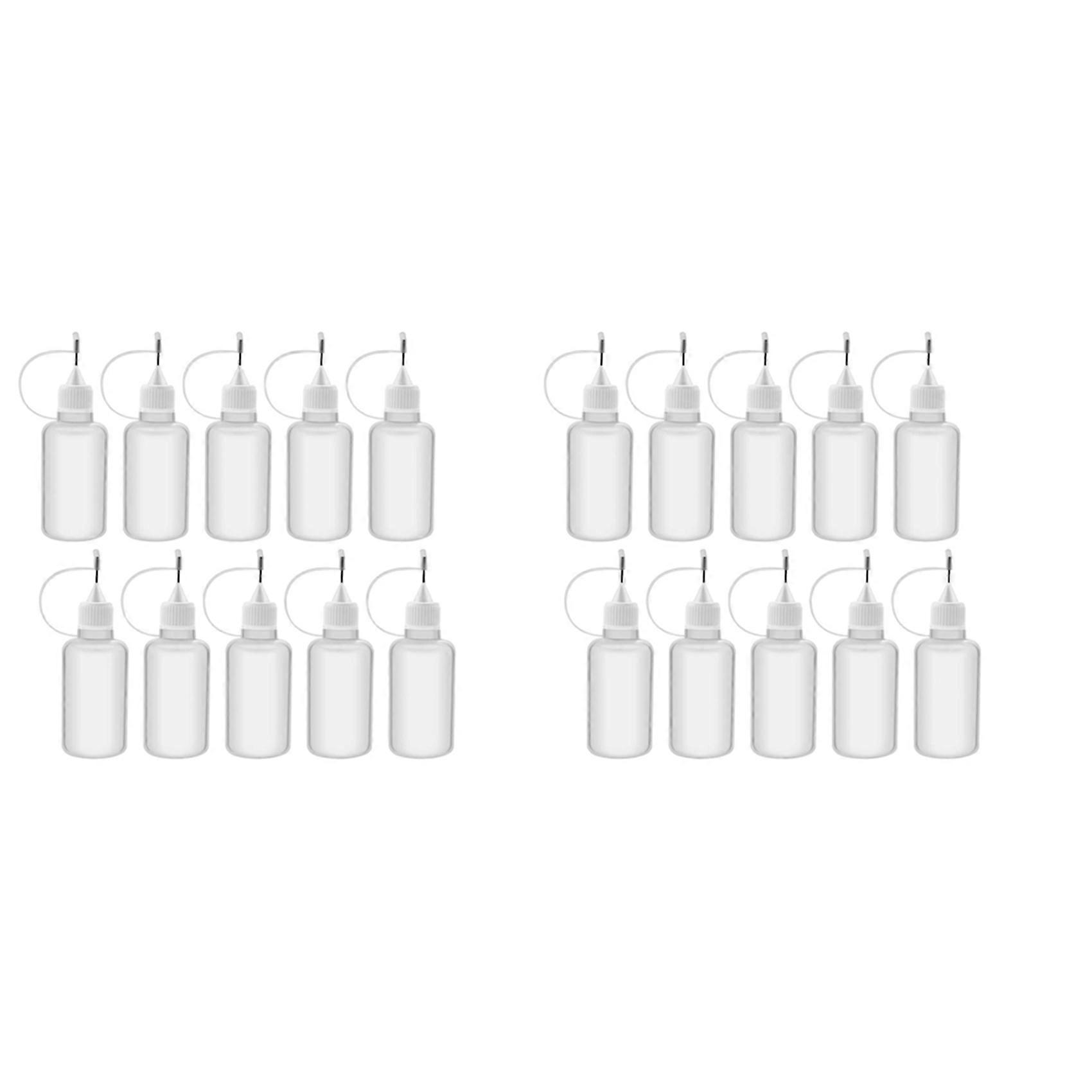 20Pcs 30Ml Plastic Squeezable Tip Applicator Bottle Refillable Dropper Bottles with Needle Tip Caps for Glue DIY