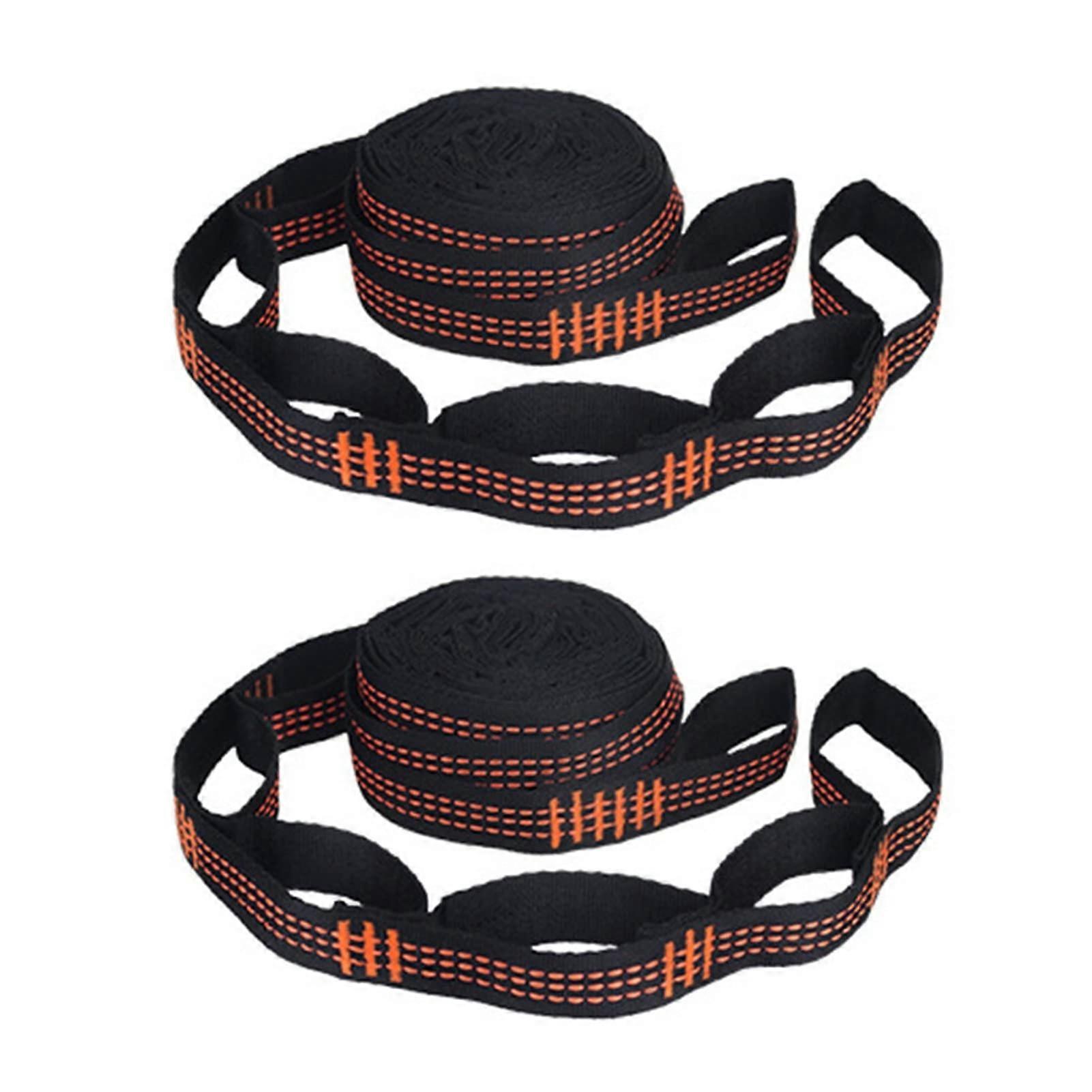 Hammock Tree Straps 2pcs 2/2.8m Heavy Duty Triple Stitched NonStretch Polyester Adjustable Orange
