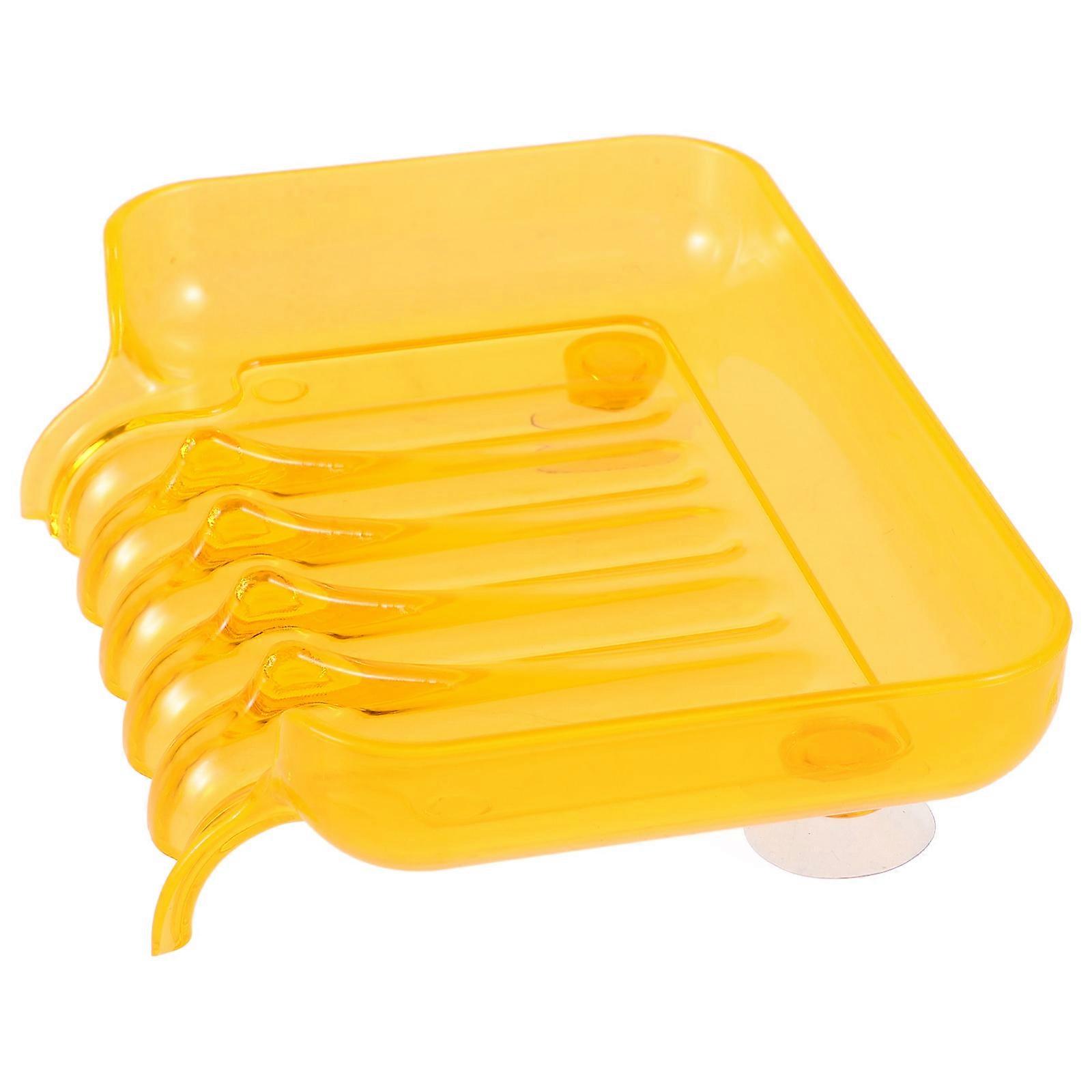 Orange Soap Dish Suction for Shower with Two Suckers Storage Tray