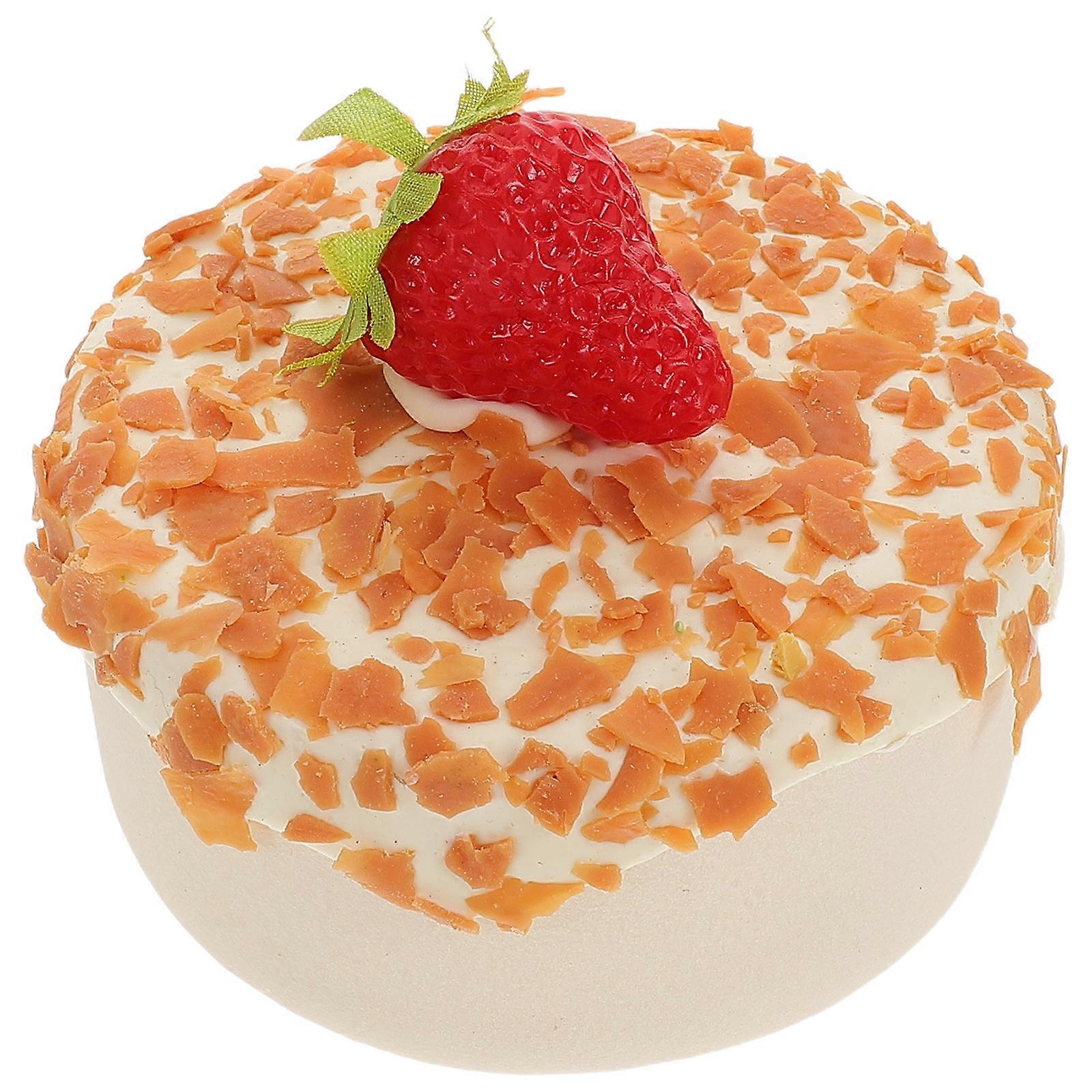 Realistic Simulation Cake Birthday Cake Model for Decoration 2Pcs White PVC