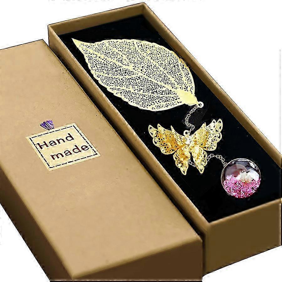 Chic Leaf Metal Bookmark: Butterfly & White Floral Décor 2025