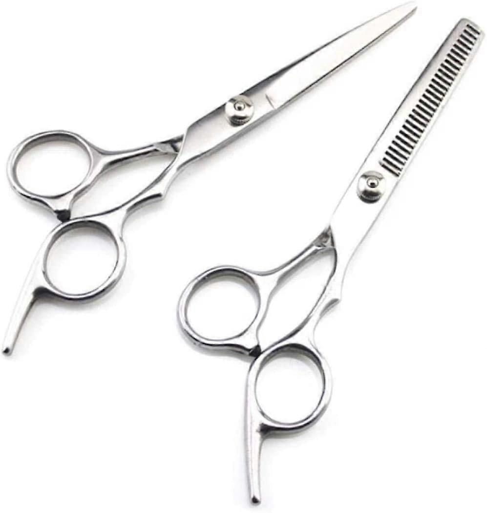 Tesoura de barbeiro profissional de 15 cm (6 polegadas) em aço inoxidável com cabo ergonômico.
