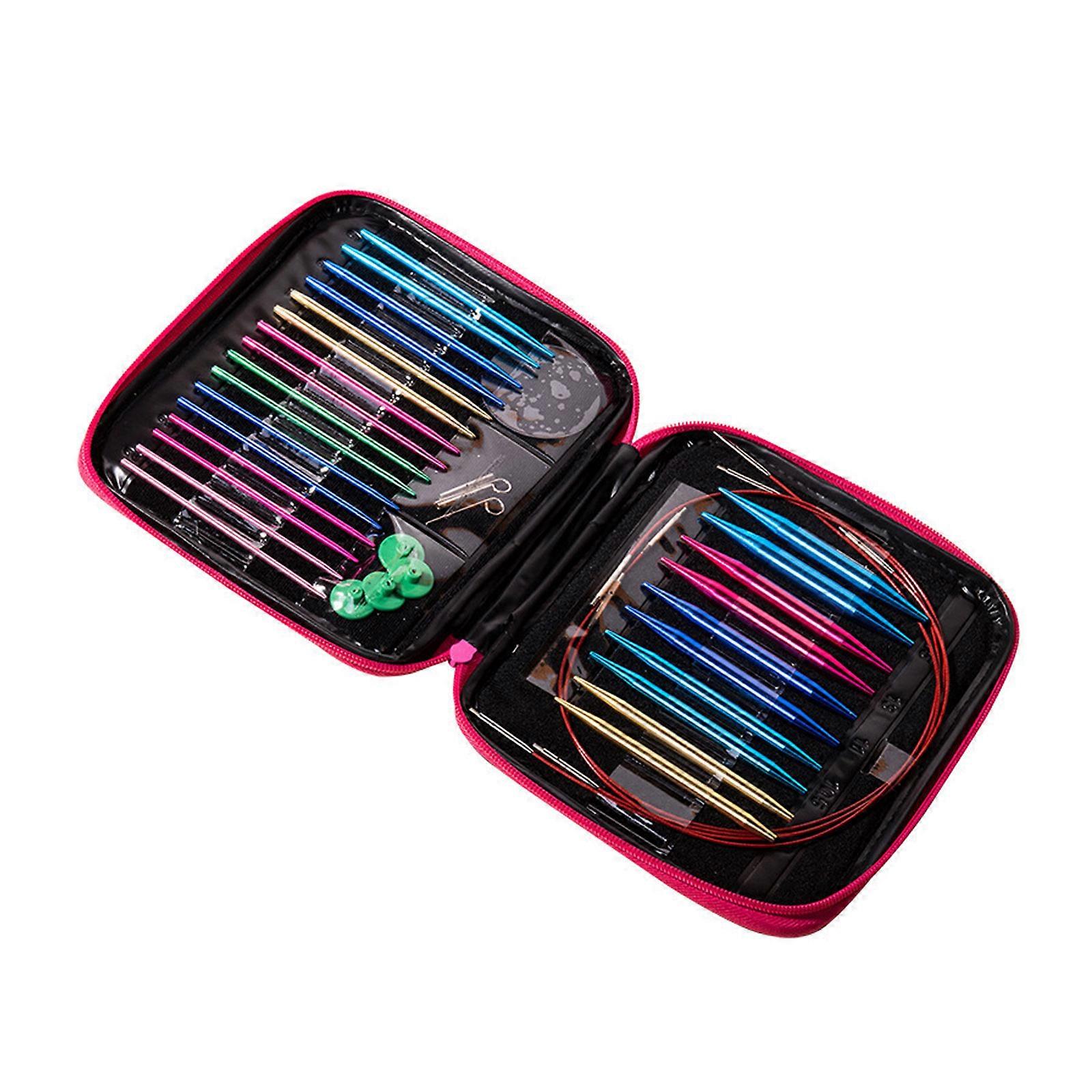 13tlg Interchangeable Knitting Kit Circular Needles Tips Crochet Hooks 13pcs