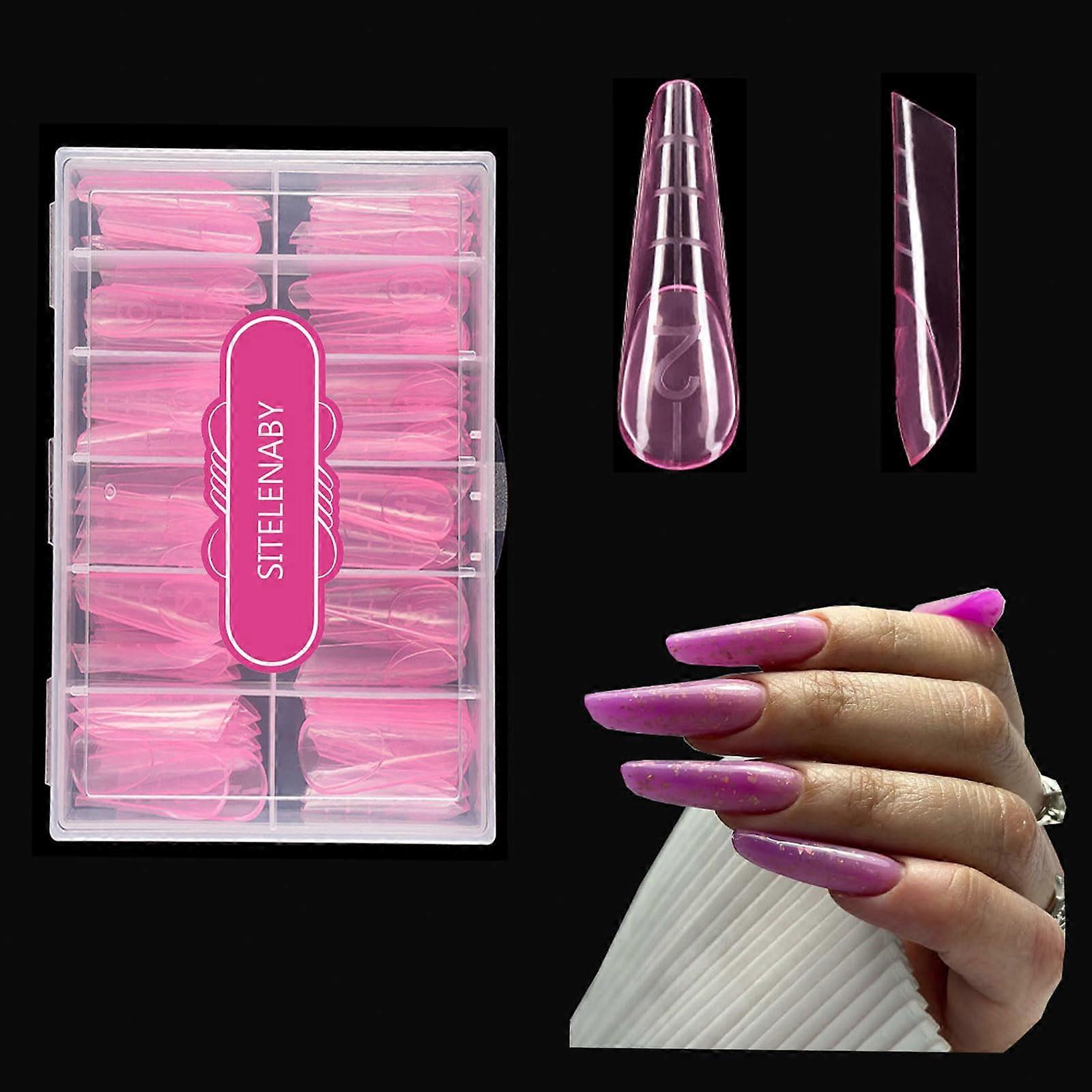 Nail Forms Stiletto Dual Design 3D Embossed 120pcs Reusable 12 Sizes for Acrylic Extensions