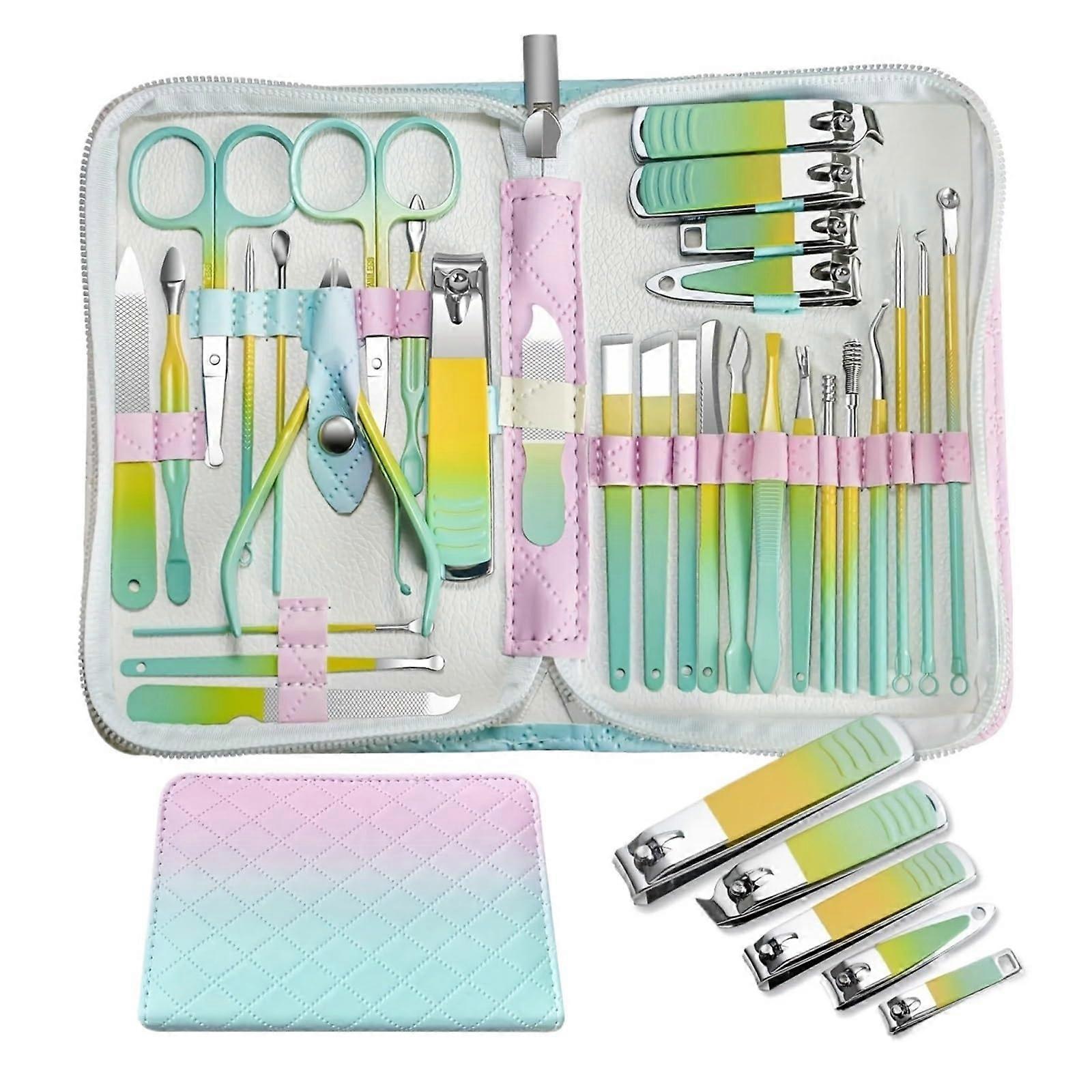 Manicure Set 30pcs Gradient Stainless Steel Kit for Precise Nail Trimming and Grooming Tools