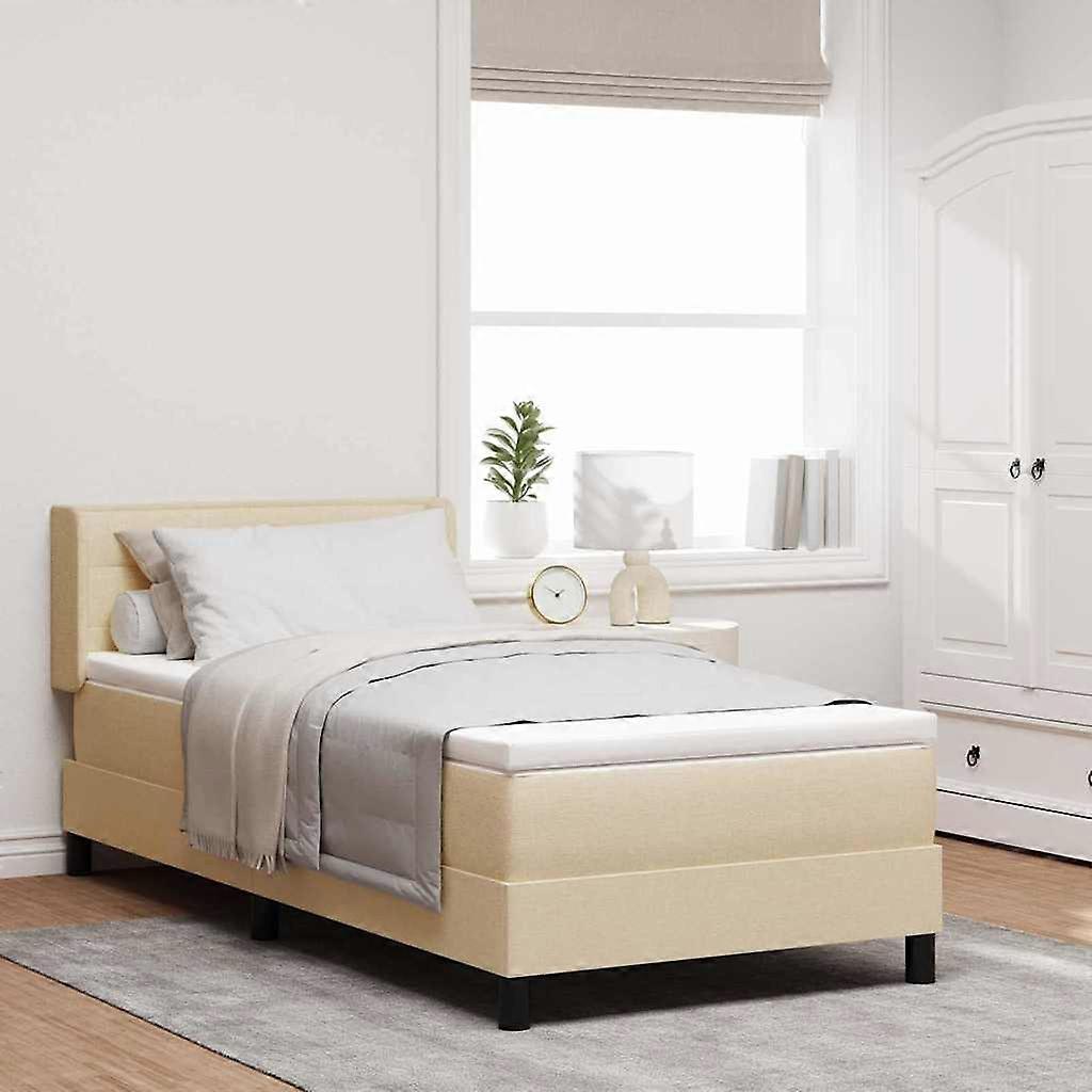 Boxspringbett mit Matratze Creme 190 x 90 cm Polyester