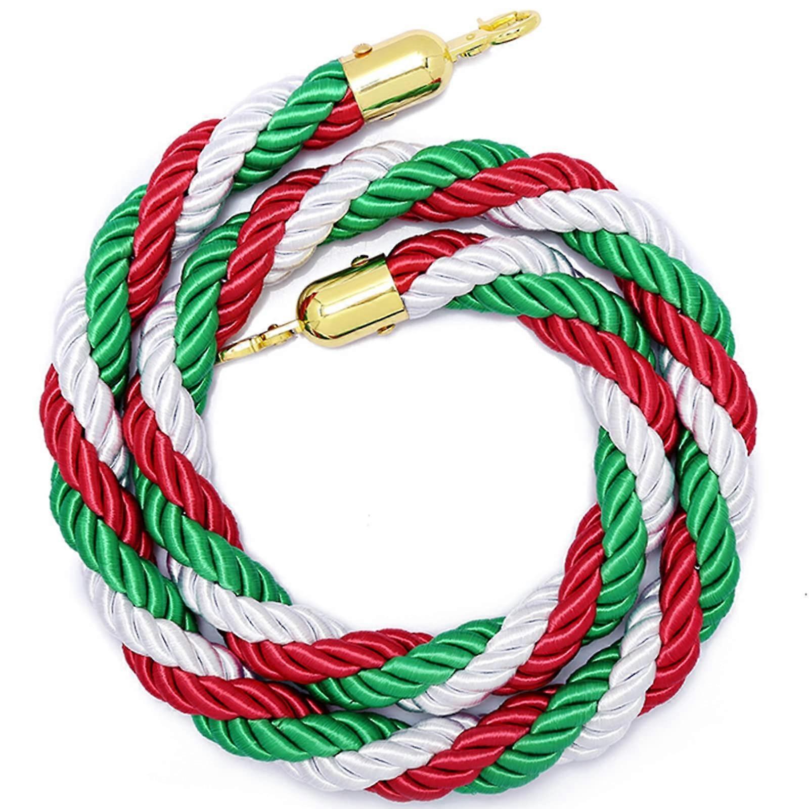 Stanchion Rope with Gold or Silver Hooks, Braided or Twisted Hemp Queue Barrier for Crowd Control, 3/4/5/8/10Ft