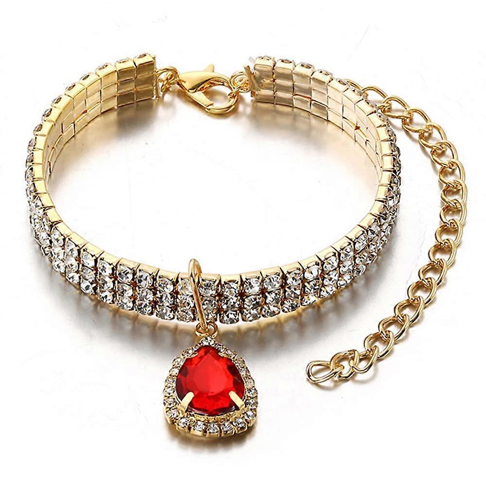 Pet Collar Gold Diamond Adjustable Crystal Cat Collar with Bell for Small Dogs Wedding