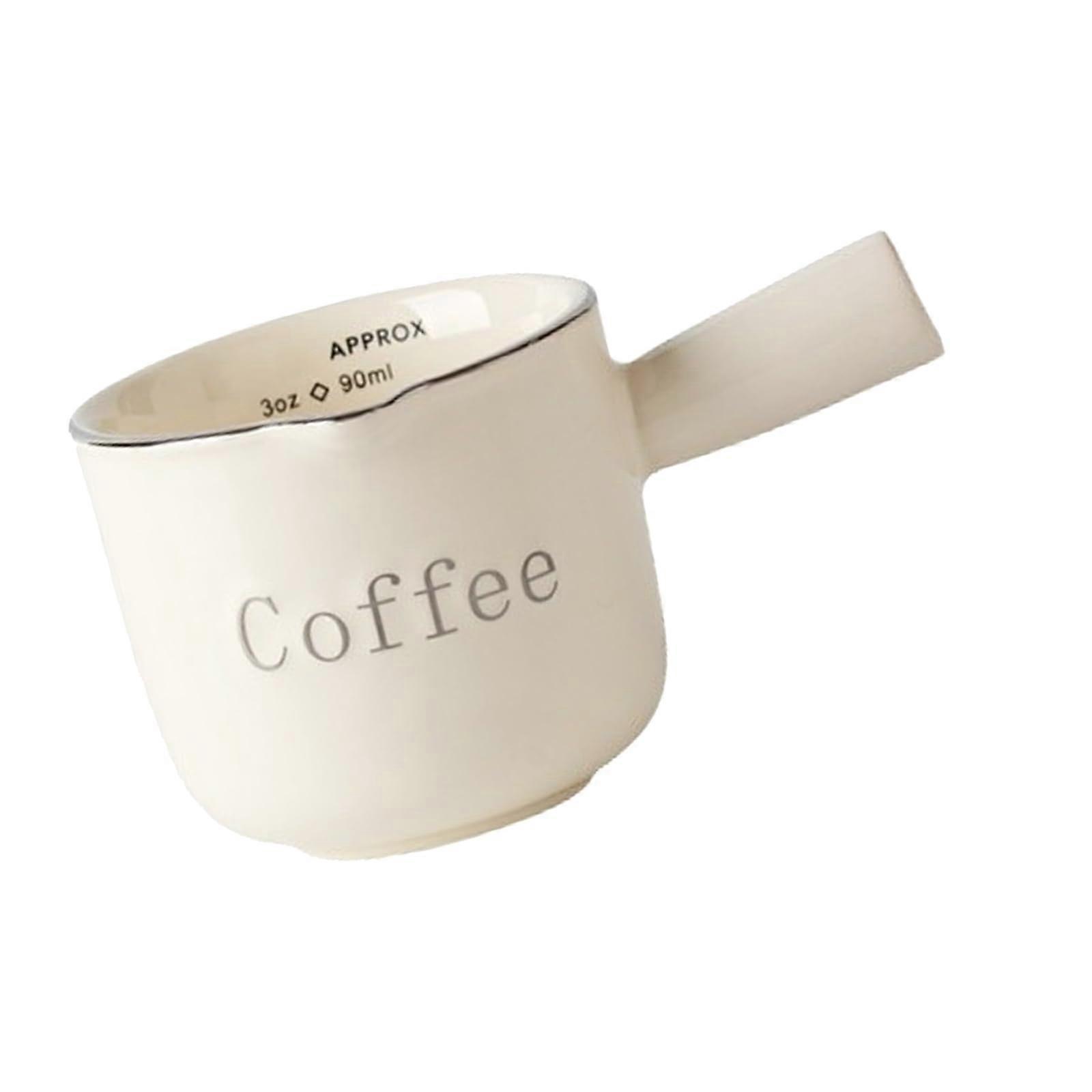 Ceramic Milk Pitcher with Double Scale and AntiDrip Spout, Ergonomic Handle, Dishwasher Safe