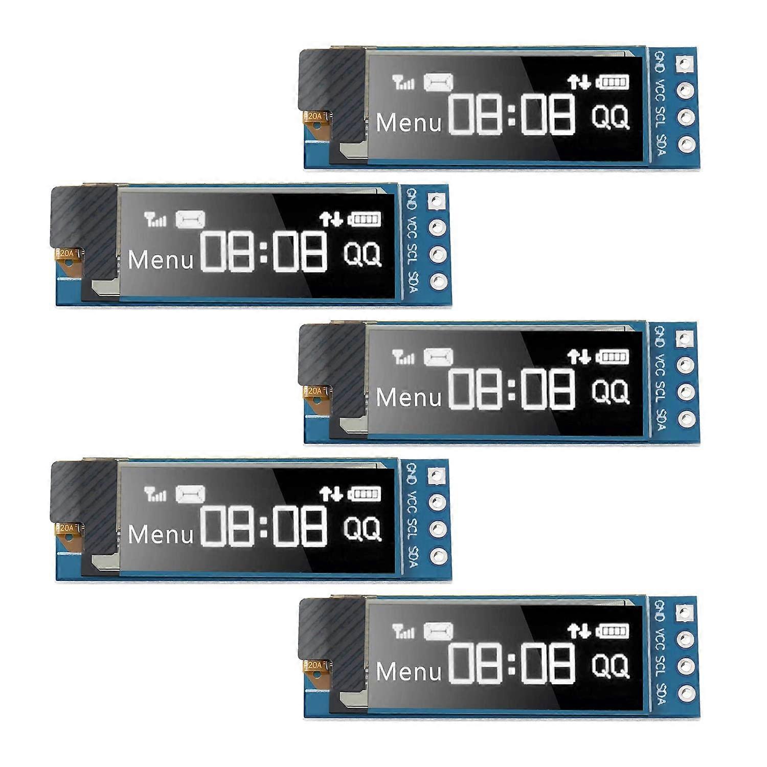 5 Pack 0.91 Inch I2C OLED Display Module 128x32 White Screen 3.3V5V for ESP8266 ESP32 STM32