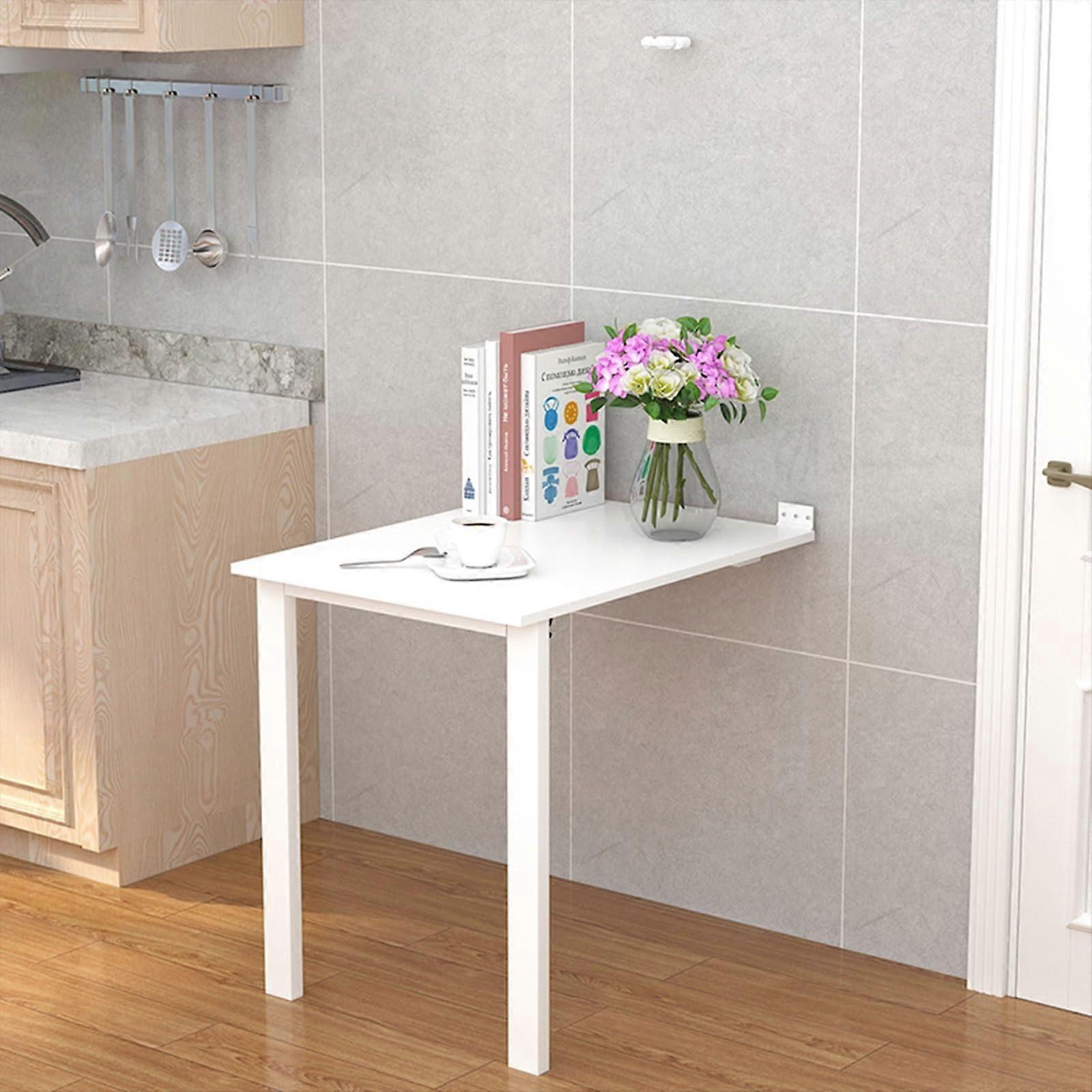 Wall Mounted Folding Table 80x40cm White Foldable Wall Desk for Small Apartment Space Saving