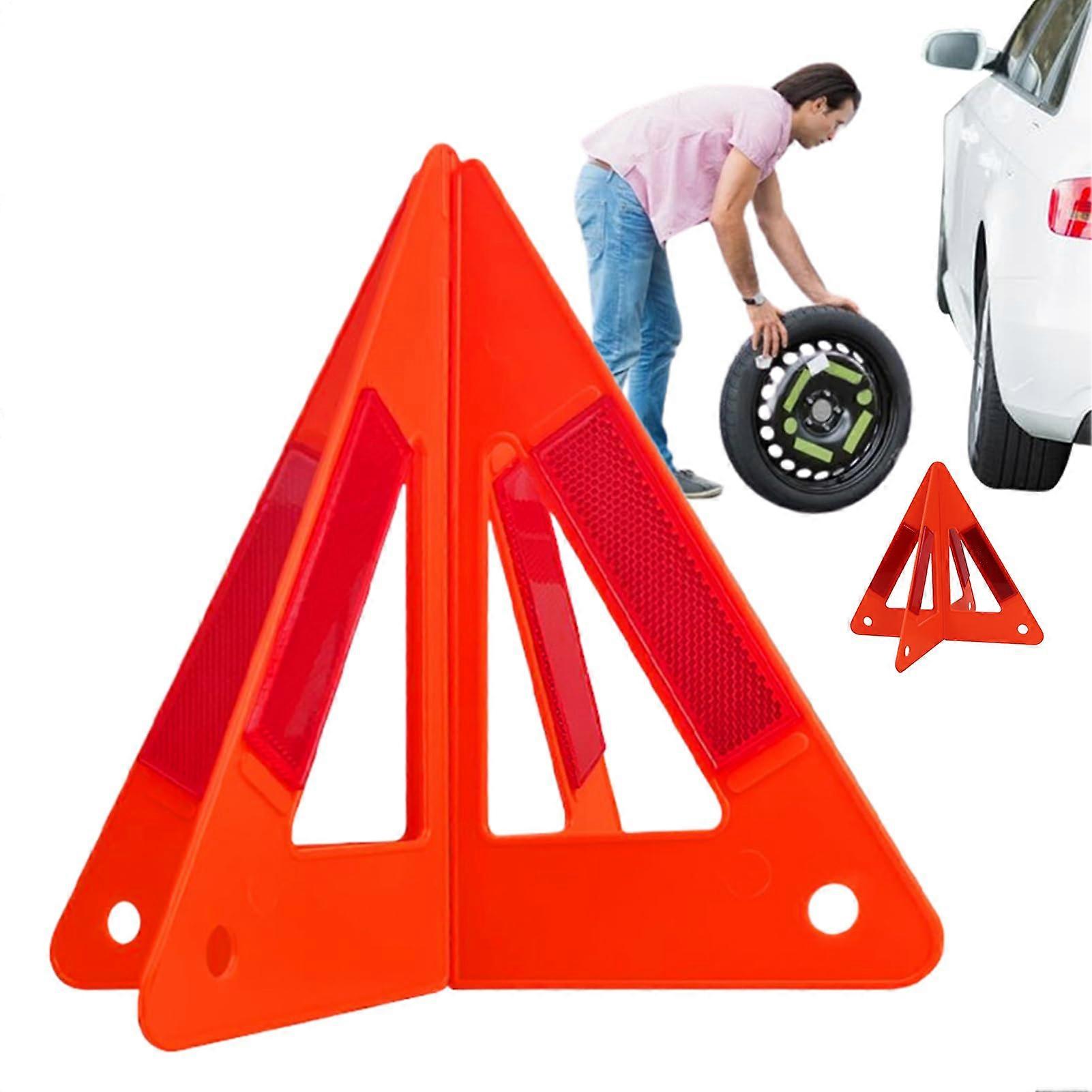 Foldable Emergency Warning Triangle for Car with Reflective Visibility and NonSlip Stable Base
