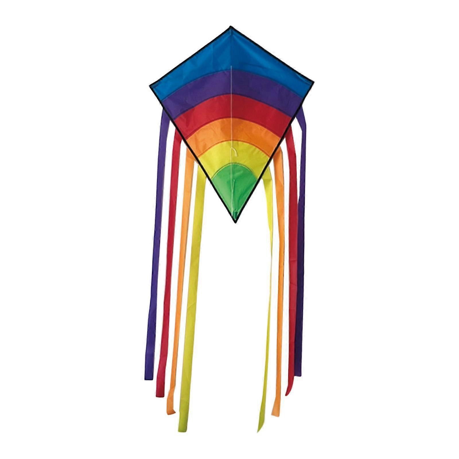 Large Beach Kite with Long Tail with String Polyester Huge Rainbow Fly Kite