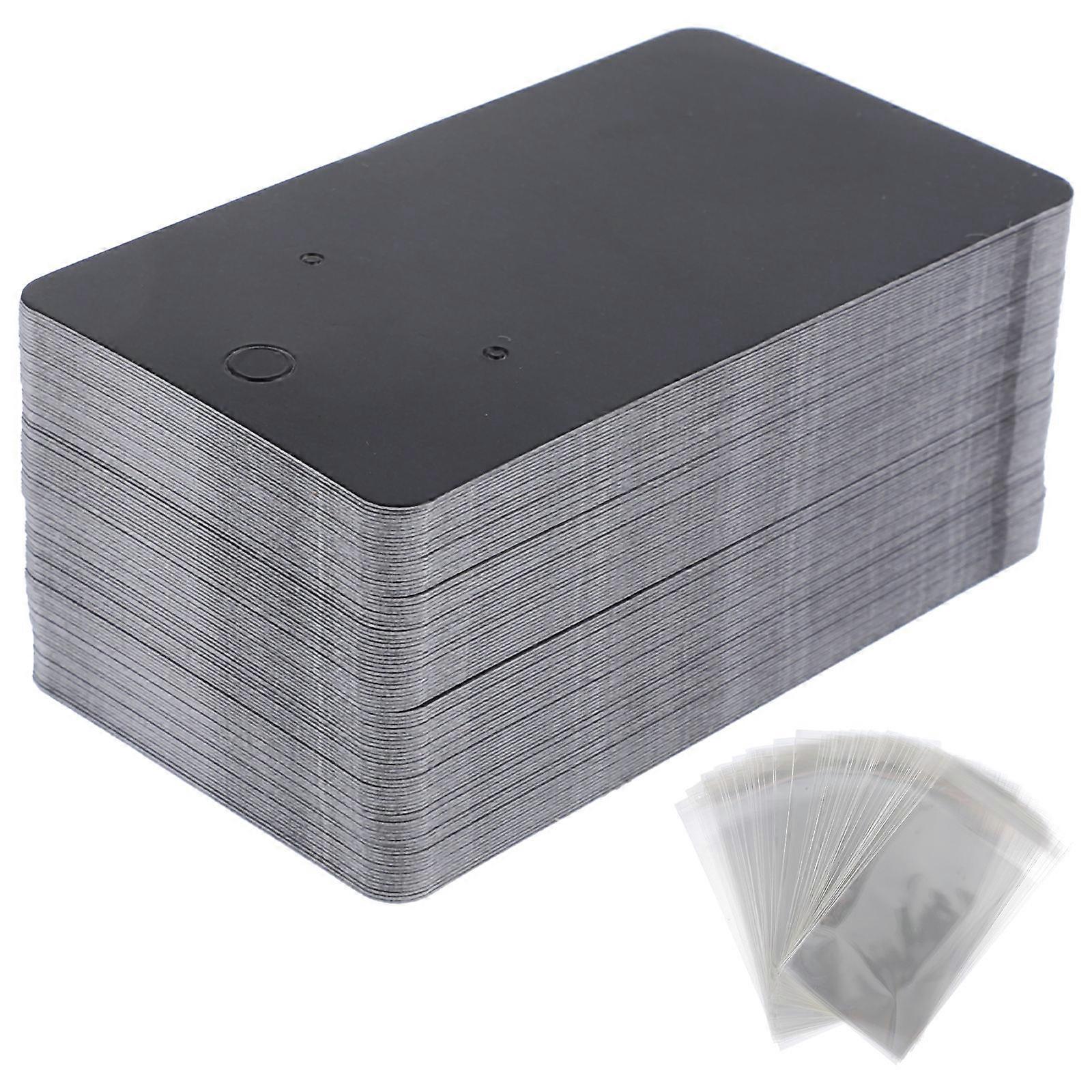 Earring Display Cards Paperboard for Storage 4Sets Black Silicone Holders