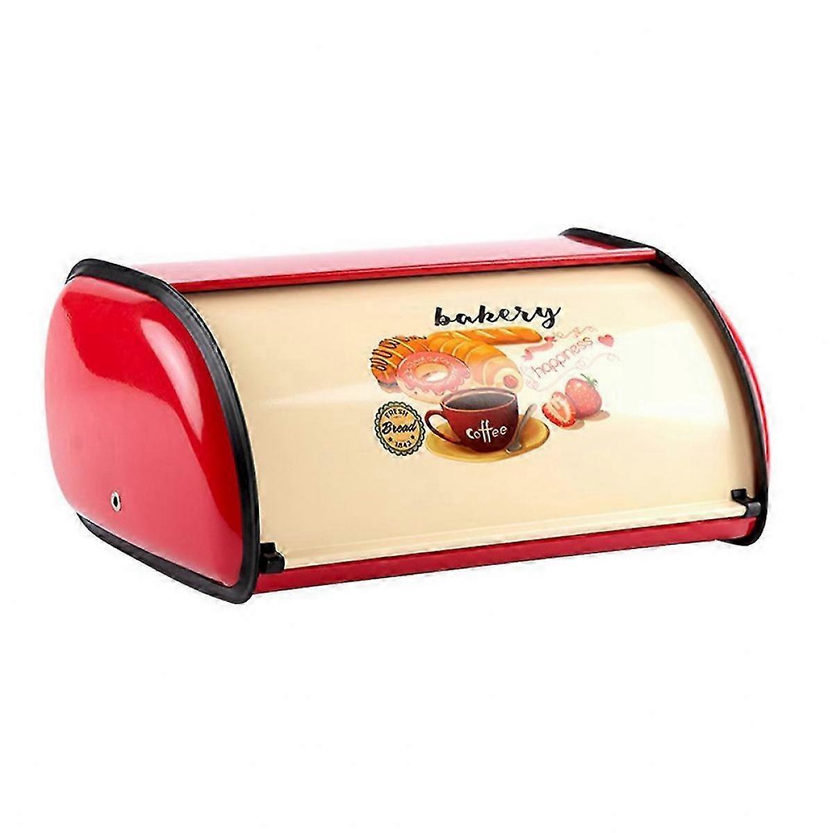 Roll Top Metal Bread Box Kitchen Counter Storage Organizer