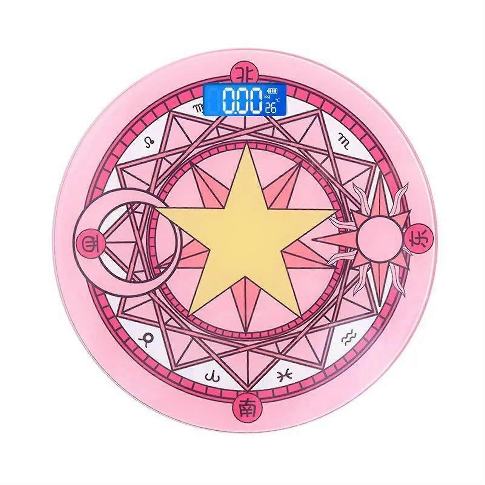 Pink Digital Bathroom Scale with LCD Display, Smart Body Fat Tracking, Compact Magic Array Design