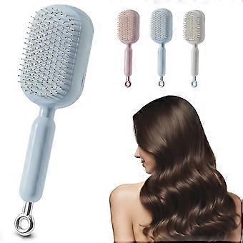Detangling Hair Brush with Retractable Cushion, Anti Static Massage Comb for Wet and Dry Hair, Blue