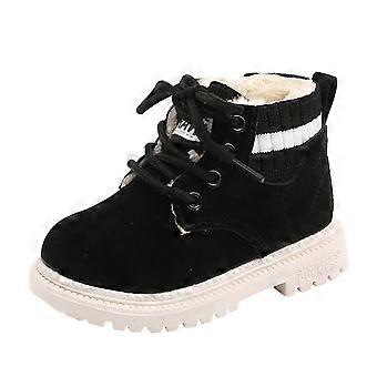 YOUSNH Kleinkinder- und Babystiefel für Mädchen und Jungen, warme Schnürschuhe, kurze Stiefeletten, schwarz, Größe 12