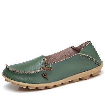Damenschuhe, runde, flache Freizeitschuhe, Slipper mit weicher Sohle, olivgrün, Größe 40