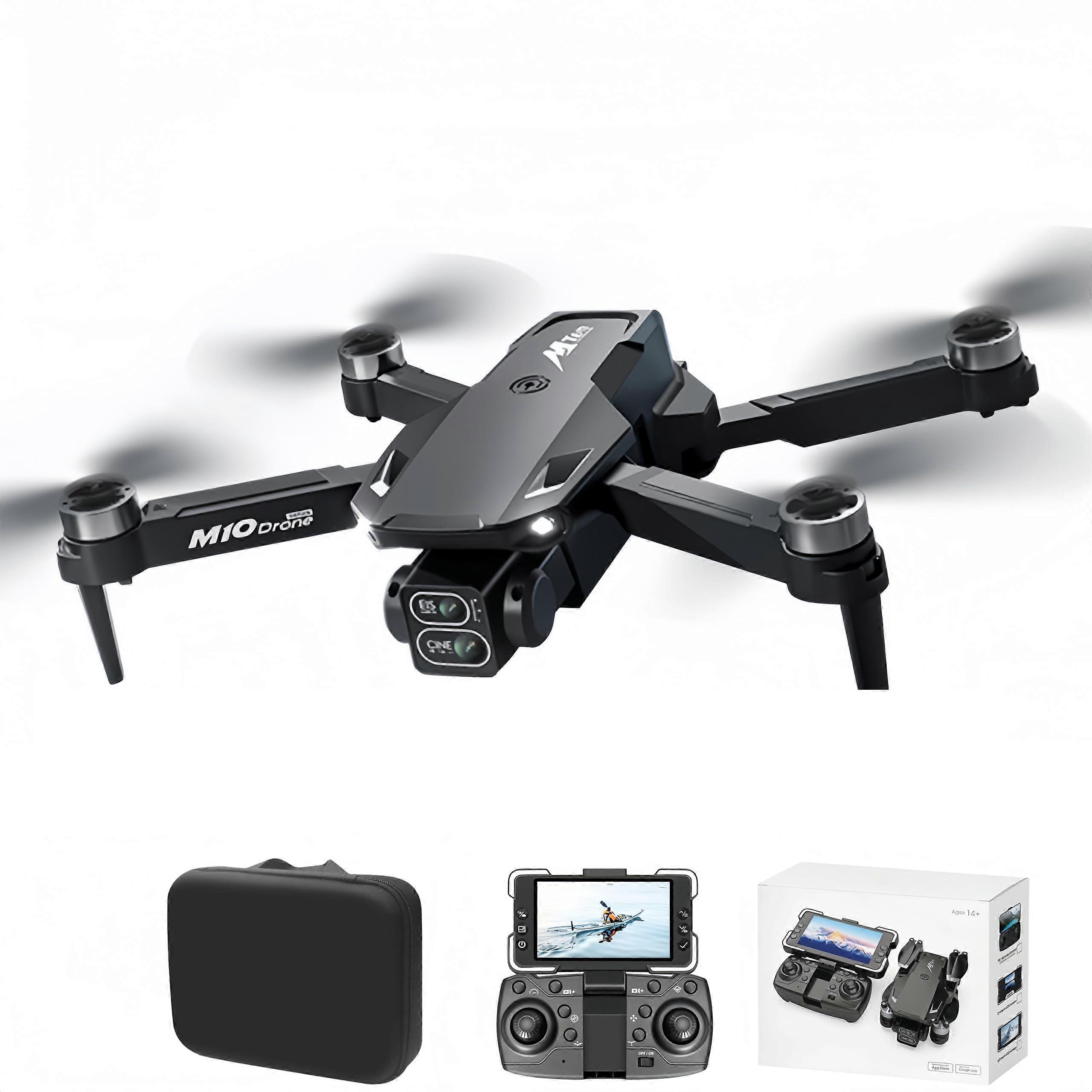 Foldable Drone with HD Camera, Stable Hovering Quadcopter for Beginners, 2 Batteries Black