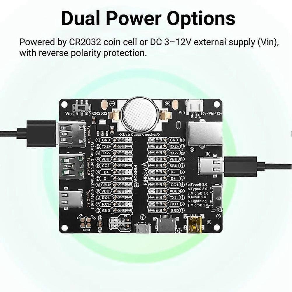 USB Cable Tester USB Data Line Detection Board Short Circuit Switch Test Board Data Cable Anomaly Detection with Shell