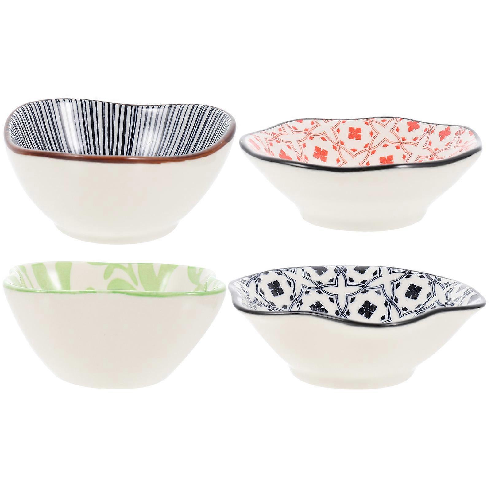 Decorative Ceramic Seasoning Plates 4Pcs Multi-Function Spice Tray