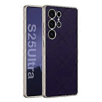 Leather Case Purple, Slim Shockproof Cover with Camera Protection and Wireless Charging for Samsung Galaxy S25 Ultra