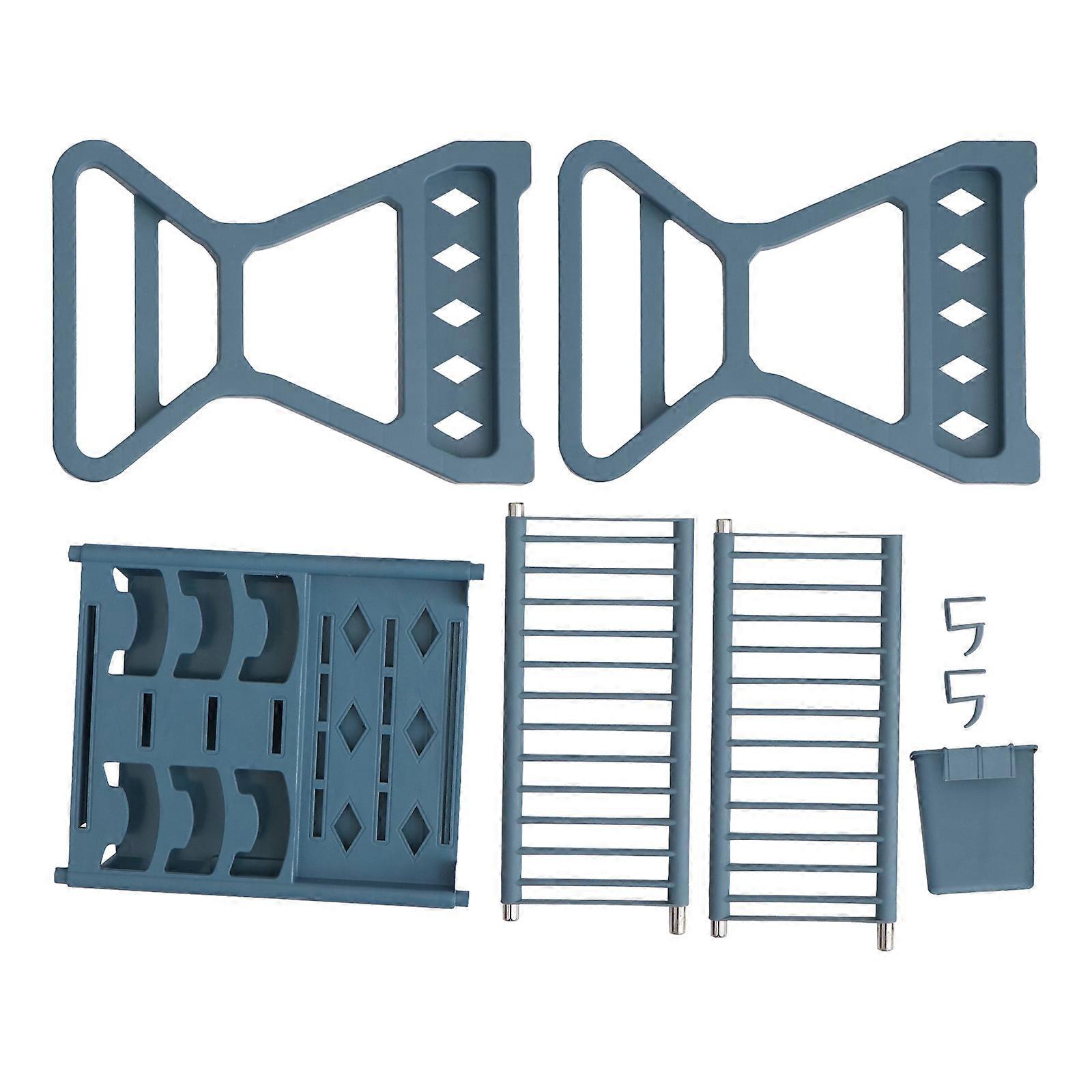 Blue Double-Layer Drain Rack Kitchen Storage Rack for Space Saving 1Pcs