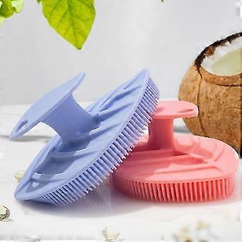 Reinigungs- und Peeling-Badebürste, Gesichtsreinigungsbürste, sanftes Peeling-Pad und Massagegerät für Männer und Frauen (Pink + Lila)