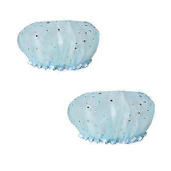 Bonnet de douche bleu imperméable en 2 pièces, bonnet noir imperméable épais