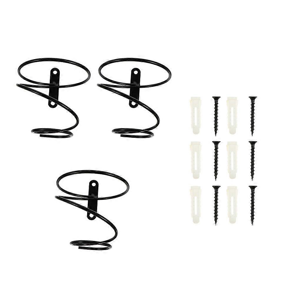 Black Rack Wall-Mounted Single- Holder for Storage 3Pcs Iron