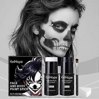 Schwarz Weiß Gesicht Körper Paint Stick Set, Gesichts Paint Stick für Erwachsene und Kinder, Clown Weiß Make-up, Gesichtsbemalung für Halloween SFX Skull Zombie Skelett G