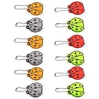 12pcs Ladybug Reflective Keychain Pendant Backpack Purse Key Ring Safety Reflector for Friends Bag Purse Backpack Decoration