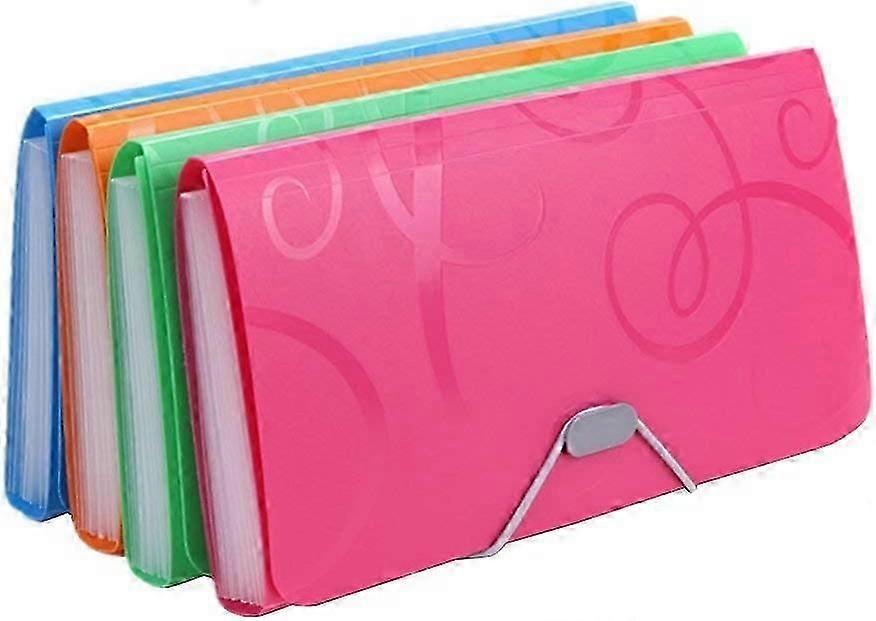 4pcs File Folder, 13 Pockets, A6 Documents with Tabs and Bungee Closure Ring Organizer