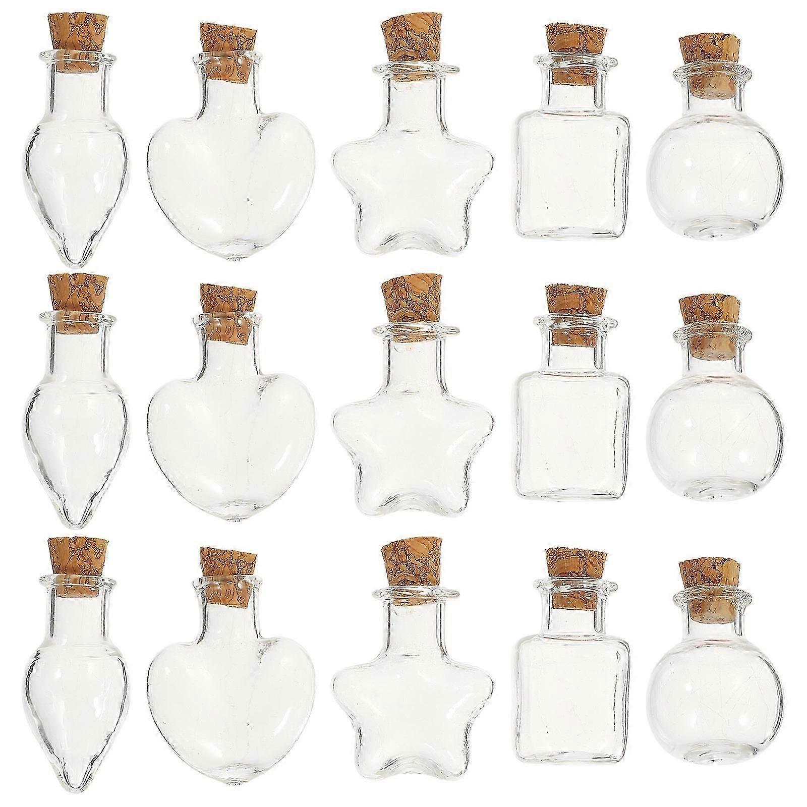 15pcs Tiny Glass Bottles Multi Function Mini Bottles Decorative Wish Bottles