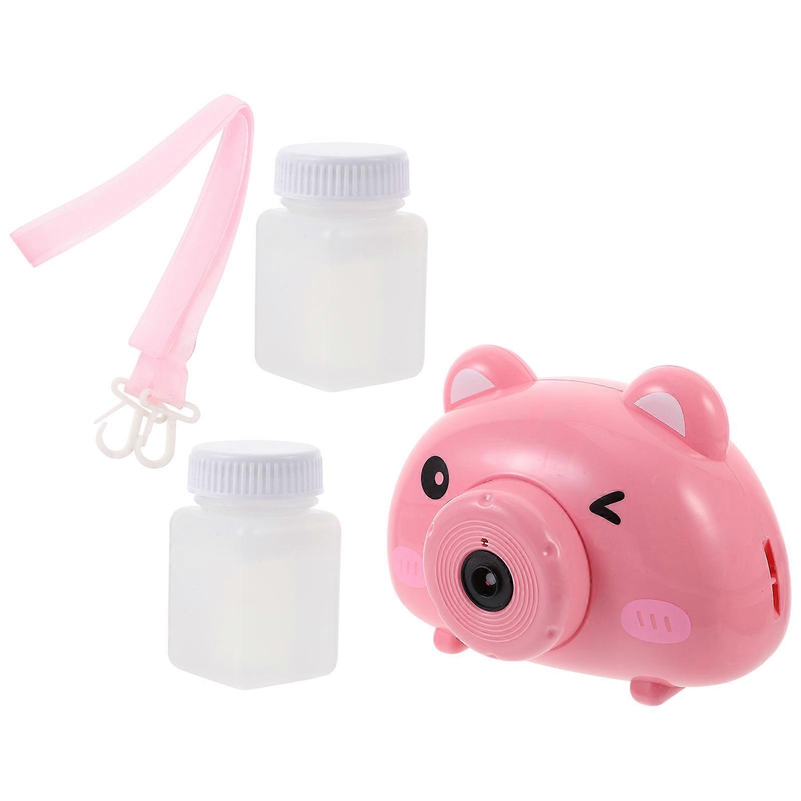 Kids Bubble Making Machine Pink Camera Shape for 2Pcs Fun Toy