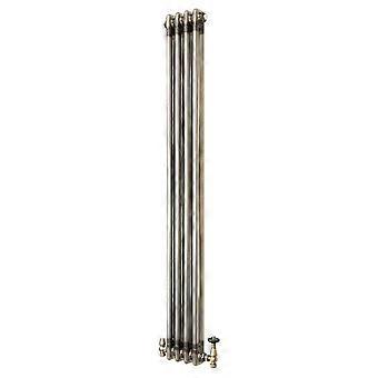 Traditional 2 Column Radiator 1500mm x 200mm & TRV Valves Modern Central Heating Heater Raw Metal
