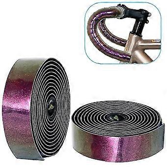 One Pair Of Road Handlebars With Aurora Chameleon Shock Absorption Anti-skid Pu+eva Crank Winding Tape - Aurora Gradually Purple