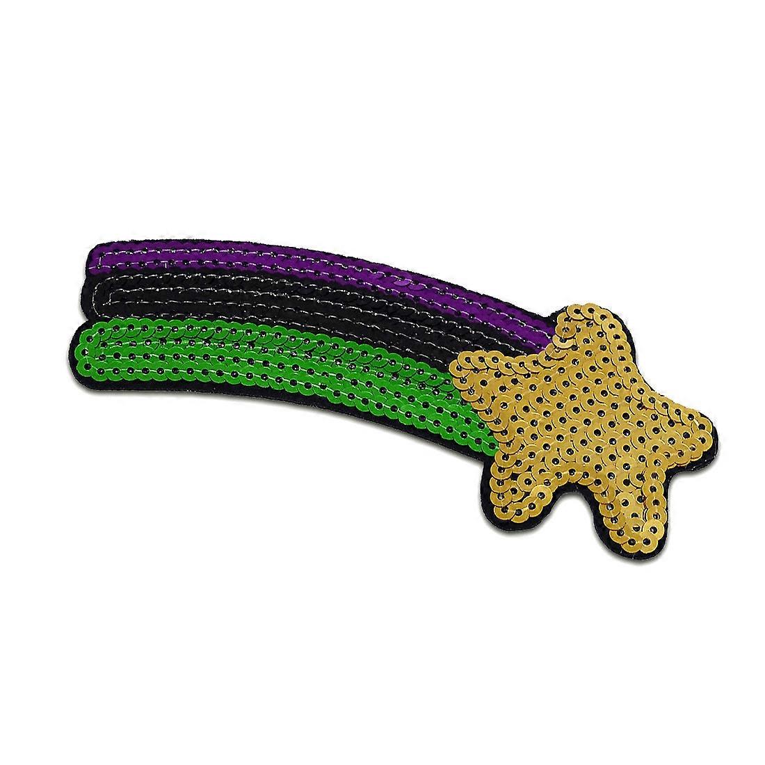 Patch / iron-on patch - shooting star star with sequins - colorful - 13.9x5.9cm - patch