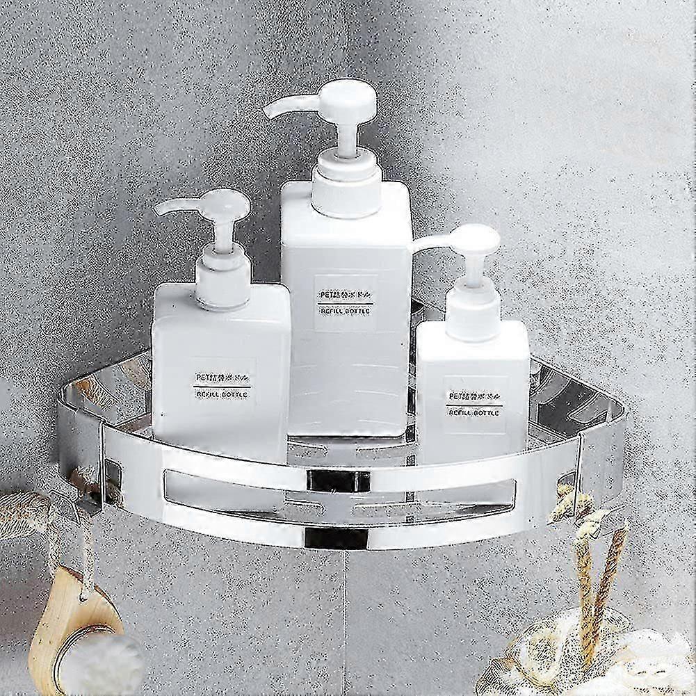 Stainless Steel Corner Shower Shelf with Hooks