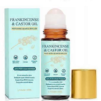 Organic Castor Oil and Rose Quartz Roller for Undereye Puffiness and Stretch Marks 1.7oz